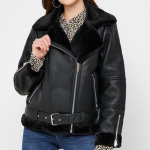 F21 - Faux Leather Lined Moto Jacket